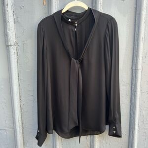 Elizabeth & James black silk tie front blouse, size M
